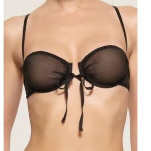 SKIMS Romance Chiffon Bra + Garter Bikini Set | Onyx (36C + L) new with tags